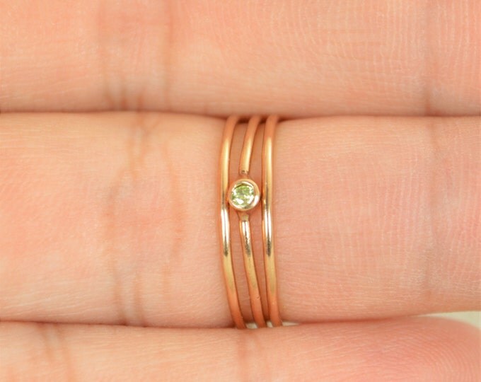 Tiny Peridot Ring, Peridot Ring, Filled Rose Gold, Rose Gold Peridot, August Birthstone, Mother's Ring, Gold Ring, Stacking Ring, Alari