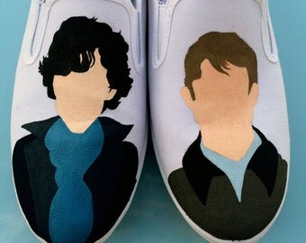 Made to order custom-painted Sherlock shoes