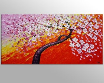Oil Painting Canvas Art Framed Painting Original Art Abstract Art Large Wall Art Large Art Canvas Painting Flower Tree Painting