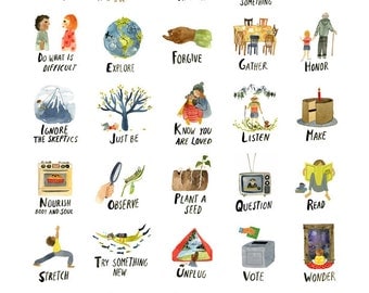 ABCs of Life Art Print, Watercolor Alphabet Poster, Peaceful Wall Art, Nursery Decor by Little Truths Studio