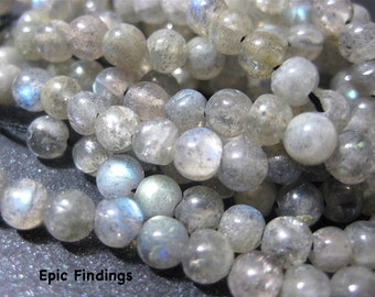 Labradorite 4mm Smooth Round Gemstone Beads ,Jewelry Craft Supply, 4mm Gemstone Beads, Epic Findings