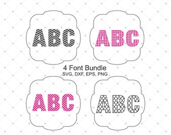 Digital Font Bundle SVG files, Chevron Font SVG, Polka Dot Font svg, Quatrefoil Font svg, Font Files, Silhouette files, svg files for cricut