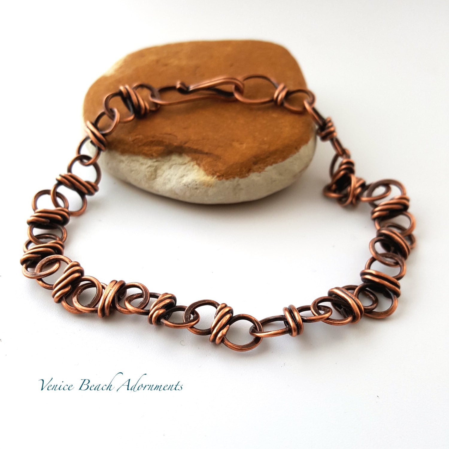Men's solid copper chain bracelet by VeniceBeachAdornment on Etsy