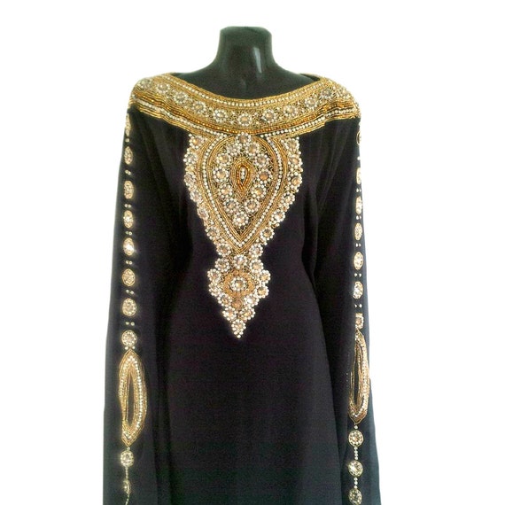 Amina Moroccan Abaya Caftan Gold Beaded Kaftan Dress Kaftan