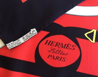 Vintage HERMES SCARF designed by Henri D'Origny titled 'Eperon d'Or 1993