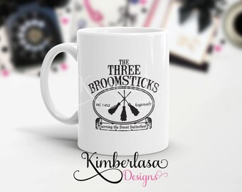 three broomsticks mug | harry potter mug | hogwarts mug | hogsmeade mug | butterbeer mug | 3 broomsticks | geeky mug | nerdy mug | book mug