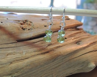 Peridot earrings - peridot jewelry - bridesmaid earrings - August birthstone - green earrings- dangle earrings silver - holiday earrings