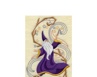 Enchanted Wizard Cushion Cover Embroidered Pillow White Wizard Gandalf Magical