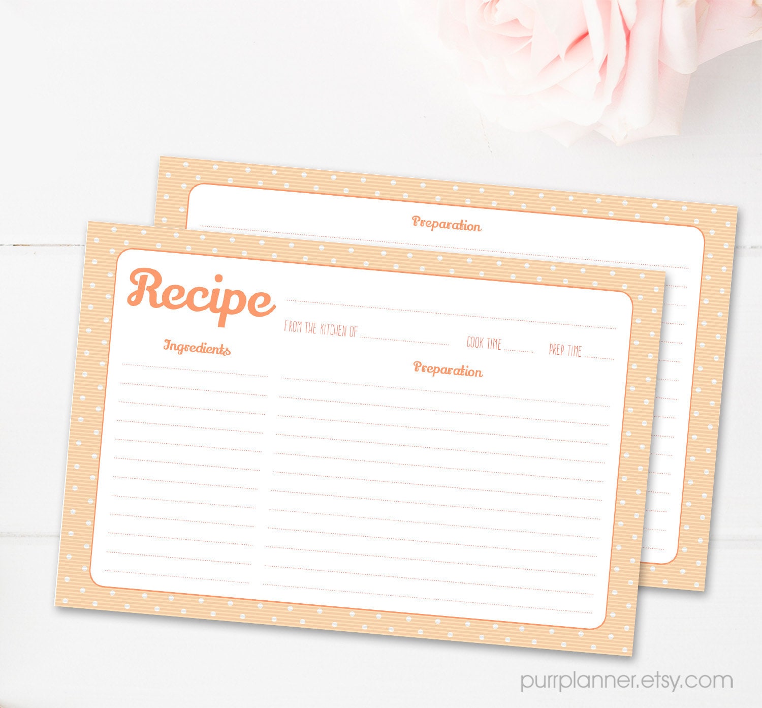 Cute 4x6 pastel printable recipe cards double sided by purrplanner