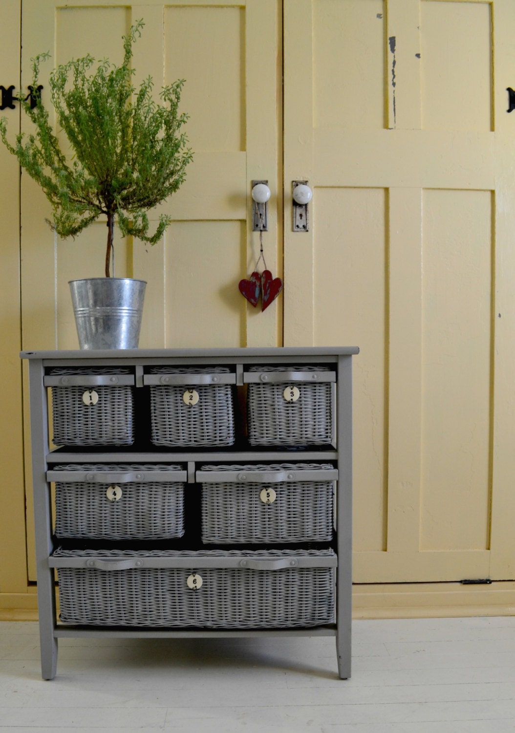 Wicker Drawer Dresser/6 Drawers/Dove Gray by SharonMfortheHome