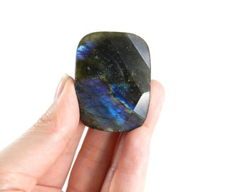 Labradorite Pendant, Labradorite Stone, Labradorite Faceted, Rectangle Pendant, Stone Pendant, Gemstone Pendant Blue Labradorite Faceted 1pc