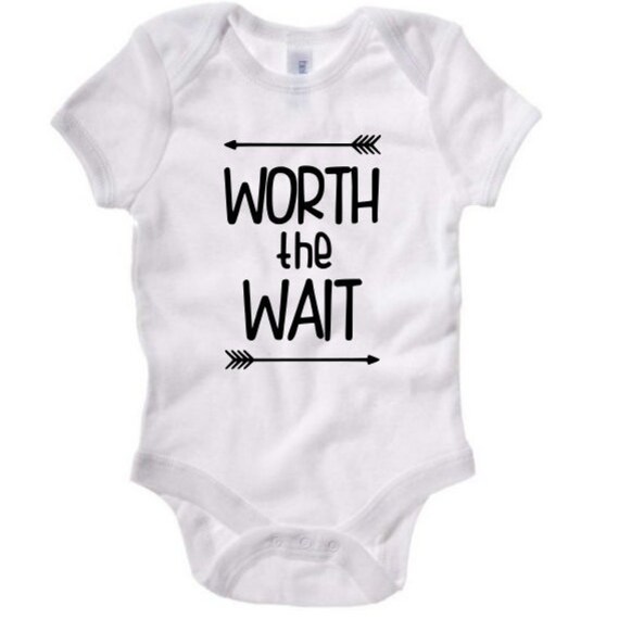 Worth The Wait baby onesie baby shower gift by ColeysCuteCreations