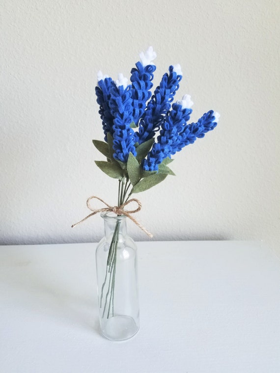 Bluebonnet Felt Bouquet Tied with Jute Twine Texas