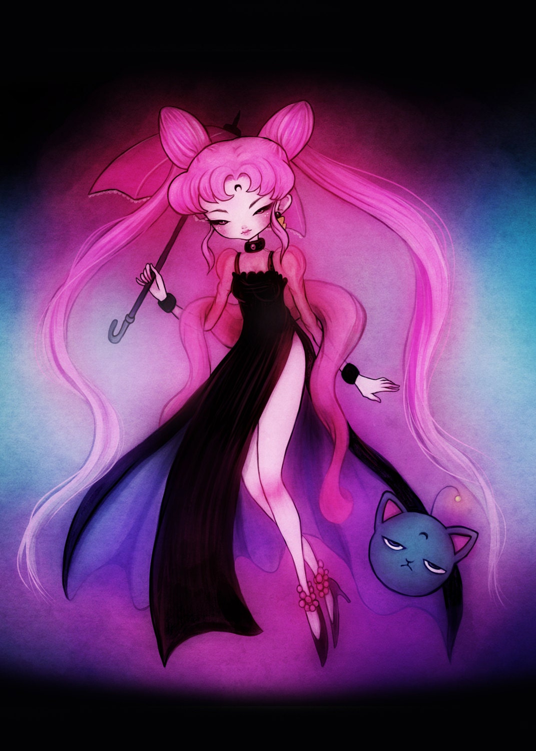 Wicked Lady 5 X 7 Print Sailor Moon Black Moon Chibi Moon 