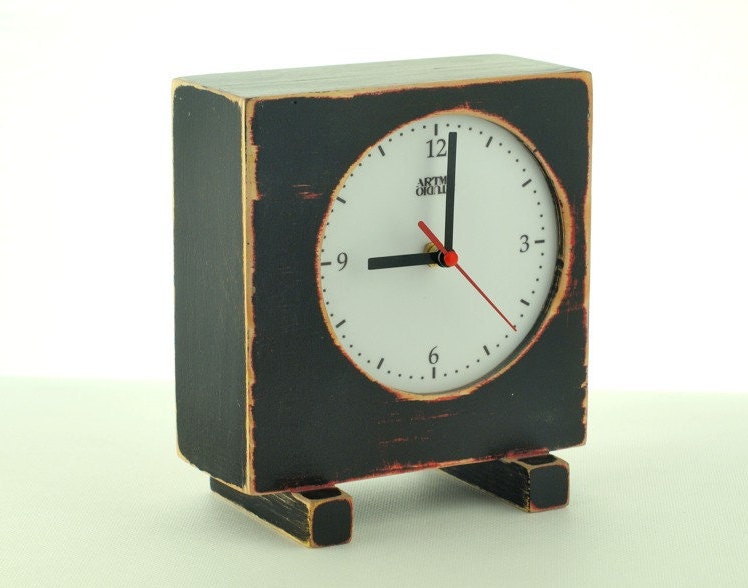 Desk Clock Unique Black Red home decor Table clock Gift
