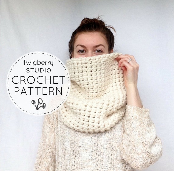 Chunky Knit Cowl Scarf Knitting PATTERN reversible DIY ...