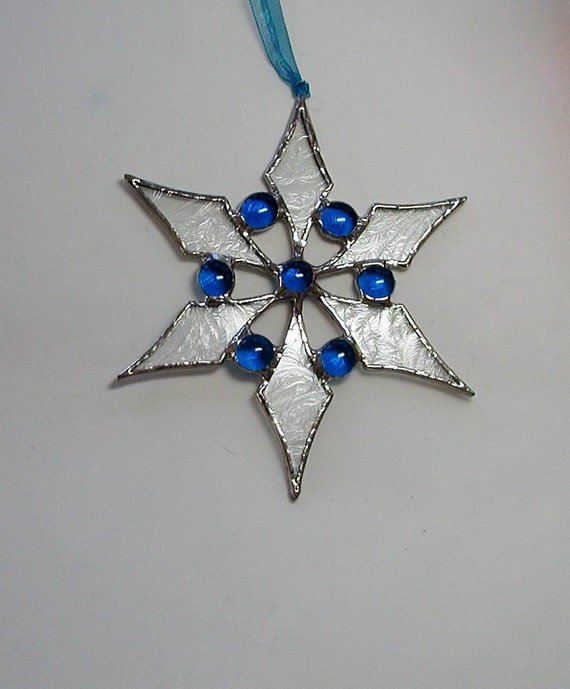 Star Suncatcher Frosty Glass and Turquoise Stained Glass