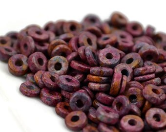 100 Mykonos Washer - 6mm Melitzania - Greek Ceramic Round Purple Washer