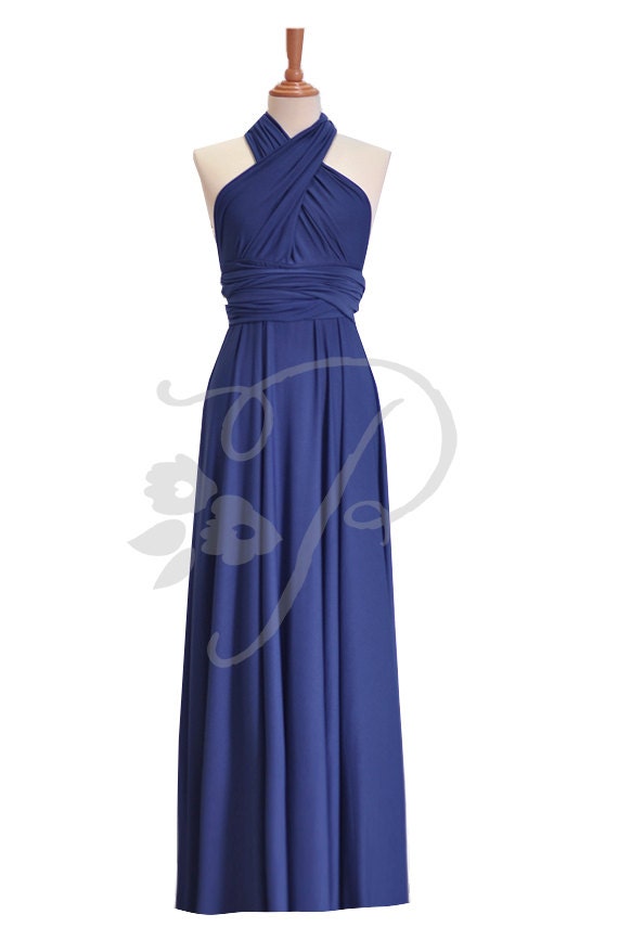 Bridesmaid Dress Infinity Dress Navy Blue Floor Length Wrap