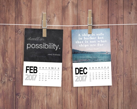 Inspirational calendar 4x6 desk calendar quotes calendar