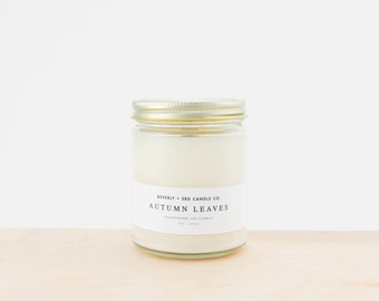AUTUMN LEAVES Candle, Autumn Candle, Fall Candle, Soy Candle, Wood Wick Candles, Clove Scent, Scented Soy Candle, Glass Jar Candle