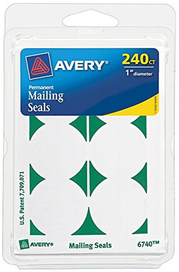 240 rOund MAILING SEALS 1" inch White Permanent Adhesive paper stickers