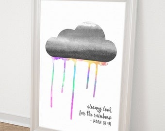 Rainbow Baby - Winnie the Pooh Quotes - Printable Kids GIft - Gift idea under 20 - Typography Art - Printable Quotes - Nursery Wall Art