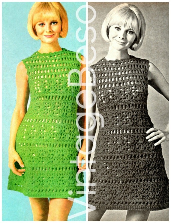 Dress Crochet Pattern Vintage 1960s Summer Wear is di ...