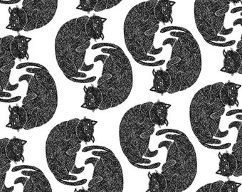 Cat Pattern Art / Cat Illustration / Digital Art / Black and White Cat / Digital Illustration Cat / Cat Print Poster / Funny Cat Art Print