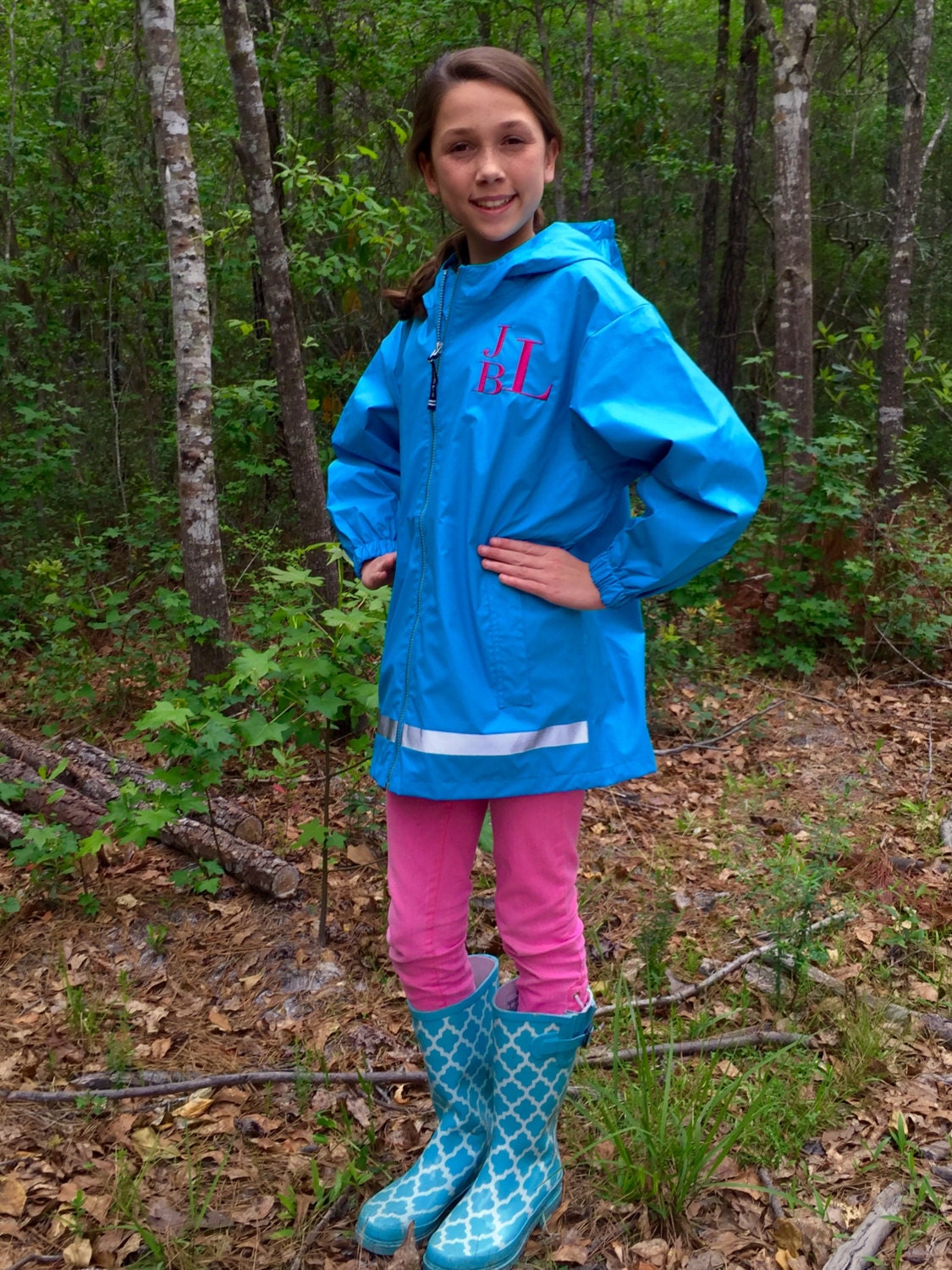 Girls Monogram Rain Jacket Charles River Rain Jacket Monogrammed