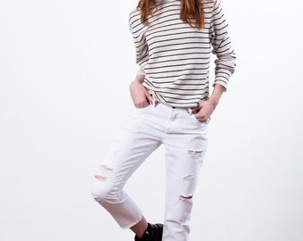 Striped boyfriend sweater | Linen sweater | Summer sweater | Striped sweater | Striped linen sweater | CLAUDE