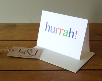 Congrats Card - Hooray - Engagement Card - Just Engaged - Hurrah - Congratulation Card - Pastel - Cute Card - Well Done - Congratulations