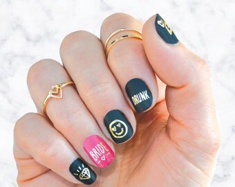 Bachelorette tattoos | Fun bachelorette idea | Gold nail decals | Bachelorette favor | Bridesmaid gift | Hens party idea | Gold tattoo