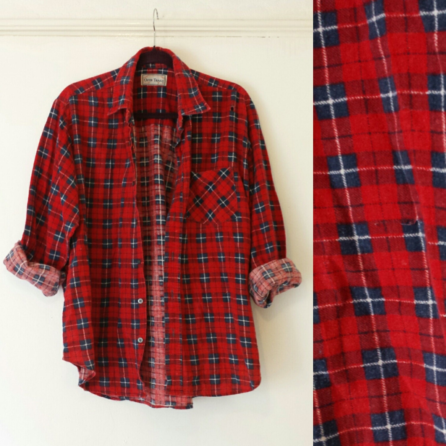 Red and Blue Vintage Flannel