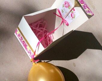 Pink & Gold Floral Balloon Pop Kit for Bridesmaid/Maid of Honor Proposal Gift