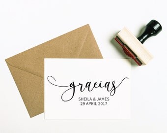 Gracias Rubber Stamp, Gracias Stamp, Gracias Favor Stamp, Wedding Stamp, Spanish Stamp, Thank You Stamp, Thank You Favour (SFAVS303 - S.3)