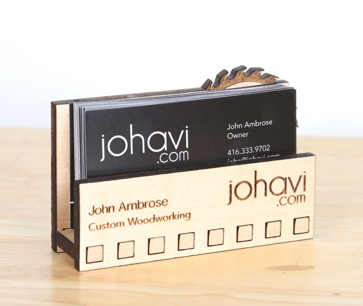 Custom Business Card Holder Solid Wood No Paint or Stain