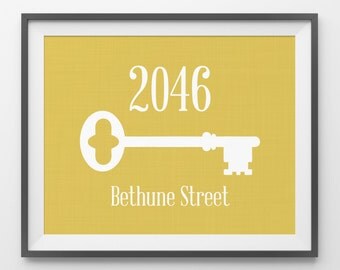 Welcome Print House Number Address Plaque Front Door Sign Foyer Decor Skeleton Key Print Address Number Print Address Sign Apartment Entry