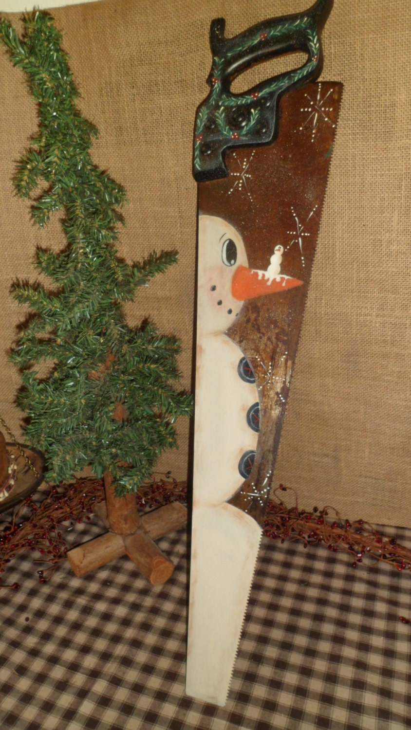 Hand Painted Wall Decor Vintage Hand Saw by AGEDCRACKLEPRIM