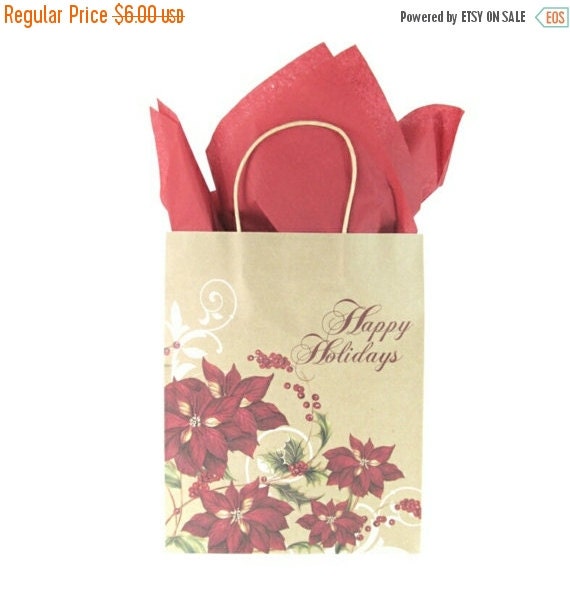 Bags Paper kraft Bags/Party Bags/Birthday  Bags/Gift CLEARANCE Kraft  bags Holiday paper leaves