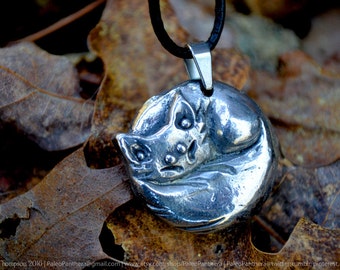 kitsune silver fox necklace pendant
