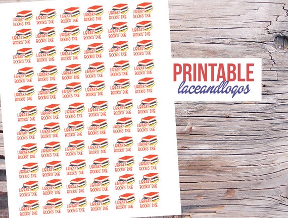 printable planner stickers book stack library due return