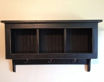 Primitive Wall Cubby Shelf Coat Rack