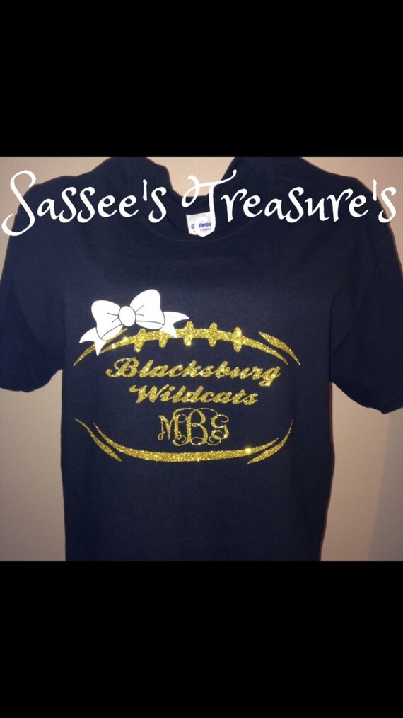 Iron on football with bow Decal / football iron on / glitter