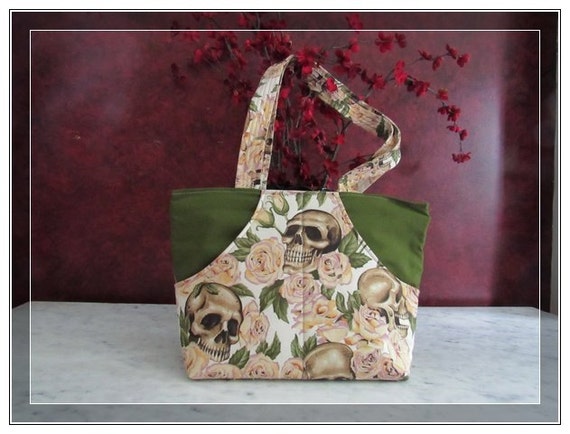 Pocketbook Margo skulls and roses - over the shoulder handbag with inside pockets and two front pockets purse with your style