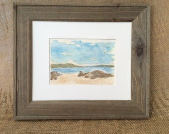 ORIGINAL Watercolor Painting, Maine Beach Scene, Beach Art, Watercolor Art , Ocean Art, Hand Painted, Ready To Ship,
