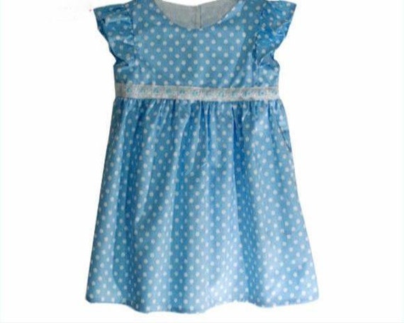 Baby girl light blue dress polka dot dress Baby dress