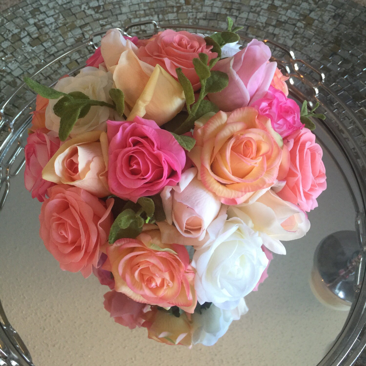 Real Touch Rose Centerpiece Pink Rose Arrangement by Flaural