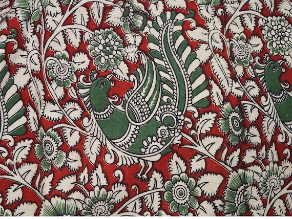 Kalamkari Indian block print KalamKari fabric by yards