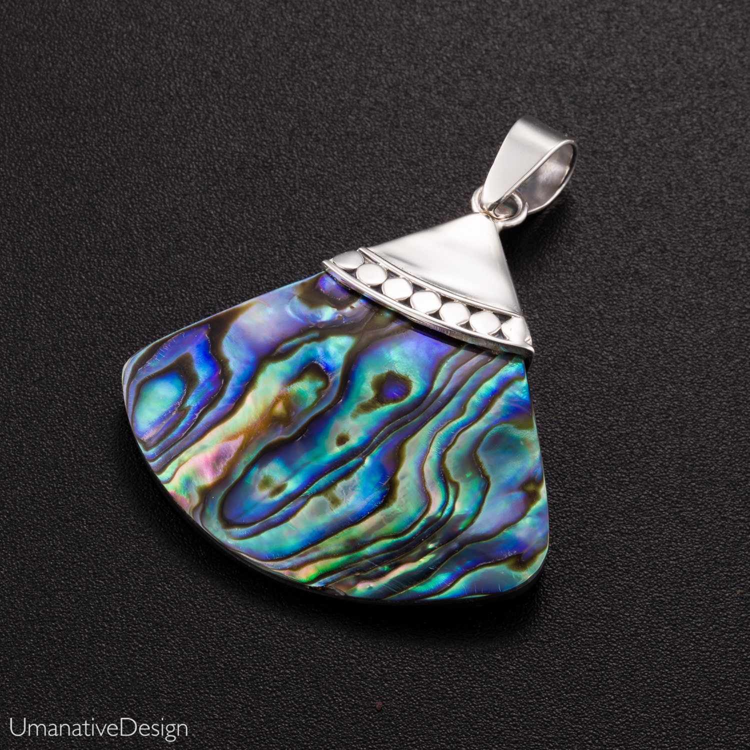 Abalone Pendant. Sterling Silver And Abalone Necklace. Tribal